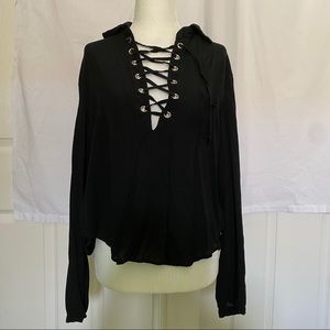 BOGO FREE Don't Ask Why Lace Up Blouse